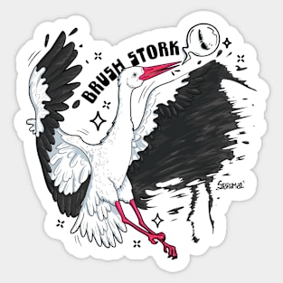 Brush stork brush stroke pun Sticker